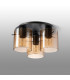 Hudson 41cm Round Ceiling Flush 3 Light Flush Fitting E27 Dark Grey/Amber Narrow Line Glass-7