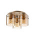 Hudson 41cm Round Ceiling Flush 3 Light Flush Fitting E27 Light Gold/Amber Narrow Line Glass-4