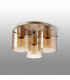 Hudson 41cm Round Ceiling Flush 3 Light Flush Fitting E27 Light Gold/Amber Narrow Line Glass-7