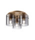Hudson 41cm Round Ceiling Flush 3 Light Flush Fitting E27 Light Gold/Smoke Narrow Line Glass-1