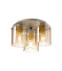 Hudson 41cm Round Ceiling Flush 3 Light Flush Fitting E27 Beige Stone/Amber Wide Line Glass-1