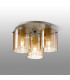 Hudson 41cm Round Ceiling Flush 3 Light Flush Fitting E27 Beige Stone/Amber Wide Line Glass-3