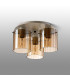Hudson 41cm Round Ceiling Flush 3 Light Flush Fitting E27 Beige Stone/Amber Wide Line Glass-7