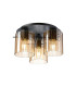 Hudson 41cm Round Ceiling Flush 3 Light Flush Fitting E27 Dark Grey/Amber Wide Line Glass-1