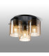 Hudson 41cm Round Ceiling Flush 3 Light Flush Fitting E27 Dark Grey/Amber Wide Line Glass-3