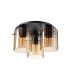 Hudson 41cm Round Ceiling Flush 3 Light Flush Fitting E27 Dark Grey/Amber Wide Line Glass-4