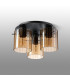 Hudson 41cm Round Ceiling Flush 3 Light Flush Fitting E27 Dark Grey/Amber Wide Line Glass-7