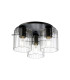Hudson 41cm Round Ceiling Flush 3 Light Flush Fitting E27 Dark Grey/Clear Wide Line Glass-1