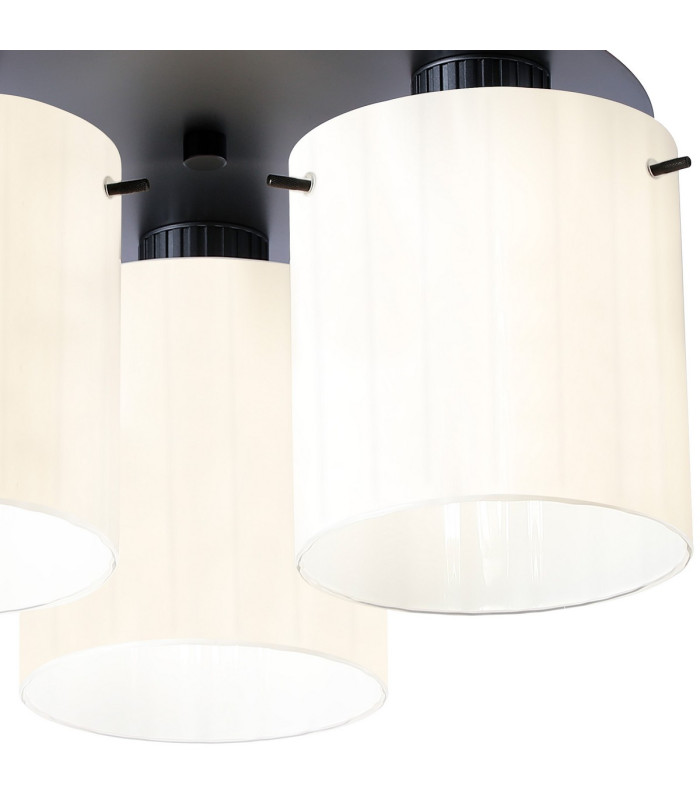 Hudson 41cm Round Ceiling Flush 3 Light Flush Fitting E27 Dark Grey/Gloss White Wide Line Glass-6