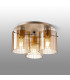 Hudson 41cm Round Ceiling Flush 3 Light Flush Fitting E27 Light Gold/Amber Wide Line Glass-3