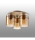 Hudson 41cm Round Ceiling Flush 3 Light Flush Fitting E27 Light Gold/Amber Wide Line Glass-7