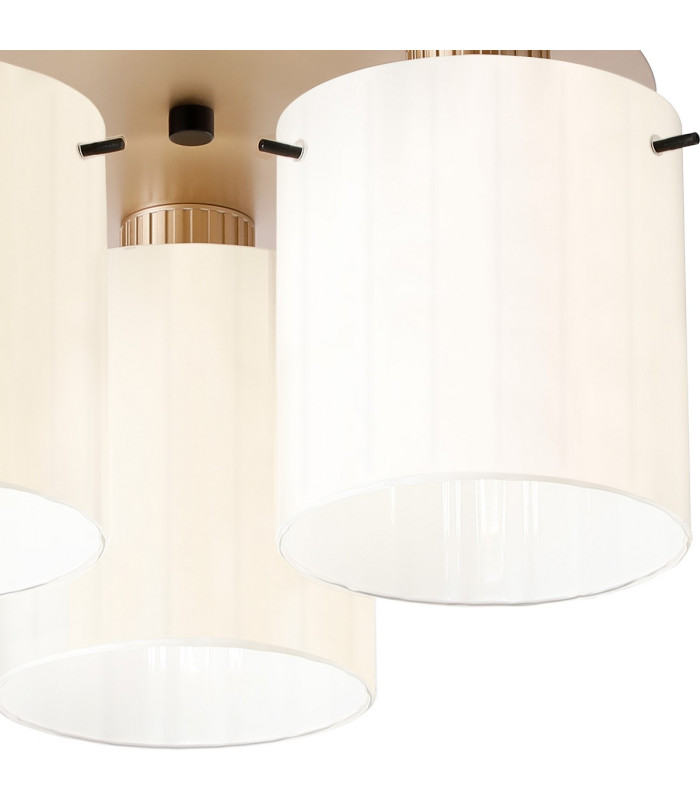 Hudson 41cm Round Ceiling Flush 3 Light Flush Fitting E27 Light Gold/Gloss White Wide Line Glass-6