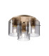 Hudson 41cm Round Ceiling Flush 3 Light Flush Fitting E27 Light Gold/Smoke Wide Line Glass-1