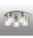 Hudson 56cm Round Ceiling Flush 5 Light Flush Fitting E27 Beige Stone/Clear Narrow Line Glass-3