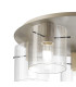 Hudson 56cm Round Ceiling Flush 5 Light Flush Fitting E27 Beige Stone/Clear Narrow Line Glass-5