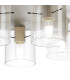Hudson 56cm Round Ceiling Flush 5 Light Flush Fitting E27 Beige Stone/Clear Narrow Line Glass-6