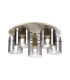 Hudson 56cm Round Ceiling Flush 5 Light Flush Fitting E27 Beige Stone/Smoke Narrow Line Glass-1