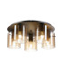 Hudson 56cm Round Ceiling Flush 5 Light Flush Fitting E27 Dark Grey/Amber Narrow Line Glass-1