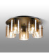 Hudson 56cm Round Ceiling Flush 5 Light Flush Fitting E27 Dark Grey/Amber Narrow Line Glass-3
