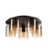 Hudson 56cm Round Ceiling Flush 5 Light Flush Fitting E27 Dark Grey/Amber Narrow Line Glass-4