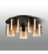 Hudson 56cm Round Ceiling Flush 5 Light Flush Fitting E27 Dark Grey/Amber Narrow Line Glass-7