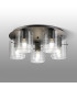 Hudson 56cm Round Ceiling Flush 5 Light Flush Fitting E27 Dark Grey/Clear Narrow Line Glass-3