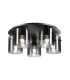 Hudson 56cm Round Ceiling Flush 5 Light Flush Fitting E27 Dark Grey/Smoke Narrow Line Glass-1