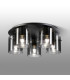 Hudson 56cm Round Ceiling Flush 5 Light Flush Fitting E27 Dark Grey/Smoke Narrow Line Glass-3