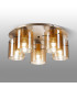 Hudson 56cm Round Ceiling Flush 5 Light Flush Fitting E27 Light Gold/Amber Narrow Line Glass-3