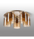 Hudson 56cm Round Ceiling Flush 5 Light Flush Fitting E27 Light Gold/Amber Narrow Line Glass-7