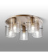 Hudson 56cm Round Ceiling Flush 5 Light Flush Fitting E27 Light Gold/Clear Narrow Line Glass-3