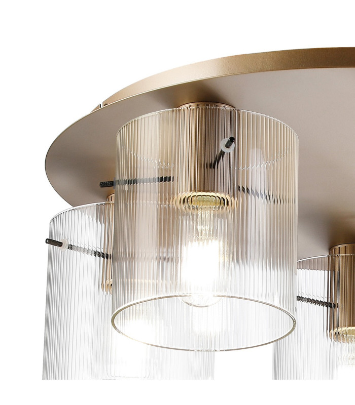 Hudson 56cm Round Ceiling Flush 5 Light Flush Fitting E27 Light Gold/Clear Narrow Line Glass-5