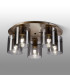 Hudson 56cm Round Ceiling Flush 5 Light Flush Fitting E27 Light Gold/Smoke Narrow Line Glass-3