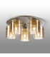 Hudson 56cm Round Ceiling Flush 5 Light Flush Fitting E27 Beige Stone/Amber Wide Line Glass-3