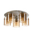 Hudson 56cm Round Ceiling Flush 5 Light Flush Fitting E27 Beige Stone/Amber Wide Line Glass-4