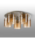 Hudson 56cm Round Ceiling Flush 5 Light Flush Fitting E27 Beige Stone/Amber Wide Line Glass-7
