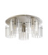 Hudson 56cm Round Ceiling Flush 5 Light Flush Fitting E27 Beige Stone/Frosted/Clear Wide Line Glass-4