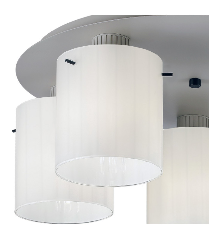 Hudson 56cm Round Ceiling Flush 5 Light Flush Fitting E27 Beige Stone/Gloss White Wide Line Glass-5