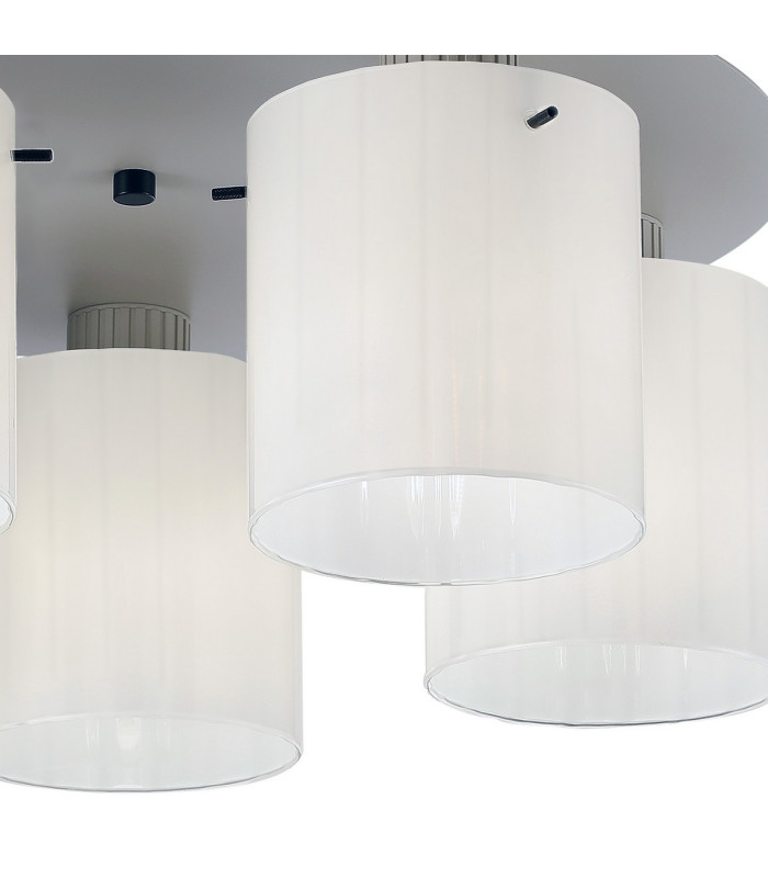 Hudson 56cm Round Ceiling Flush 5 Light Flush Fitting E27 Beige Stone/Gloss White Wide Line Glass-6