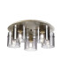 Hudson 56cm Round Ceiling Flush 5 Light Flush Fitting E27 Beige Stone/Smoke Wide Line Glass-1