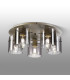 Hudson 56cm Round Ceiling Flush 5 Light Flush Fitting E27 Beige Stone/Smoke Wide Line Glass-3