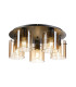 Hudson 56cm Round Ceiling Flush 5 Light Flush Fitting E27 Dark Grey/Amber Wide Line Glass-1