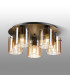 Hudson 56cm Round Ceiling Flush 5 Light Flush Fitting E27 Dark Grey/Amber Wide Line Glass-3