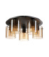 Hudson 56cm Round Ceiling Flush 5 Light Flush Fitting E27 Dark Grey/Amber Wide Line Glass-4