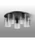 Hudson 56cm Round Ceiling Flush 5 Light Flush Fitting E27 Dark Grey/Clear Wide Line Glass-7