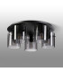Hudson 56cm Round Ceiling Flush 5 Light Flush Fitting E27 Dark Grey/Smoke Wide Line Glass-7