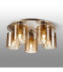 Hudson 56cm Round Ceiling Flush 5 Light Flush Fitting E27 Light Gold/Amber Wide Line Glass-3