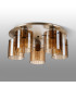 Hudson 56cm Round Ceiling Flush 5 Light Flush Fitting E27 Light Gold/Amber Wide Line Glass-7