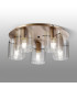 Hudson 56cm Round Ceiling Flush 5 Light Flush Fitting E27 Light Gold/Clear Wide Line Glass-3