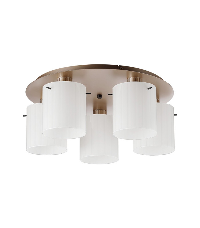 Hudson 56cm Round Ceiling Flush 5 Light Flush Fitting E27 Light Gold/Gloss White Wide Line Glass-4